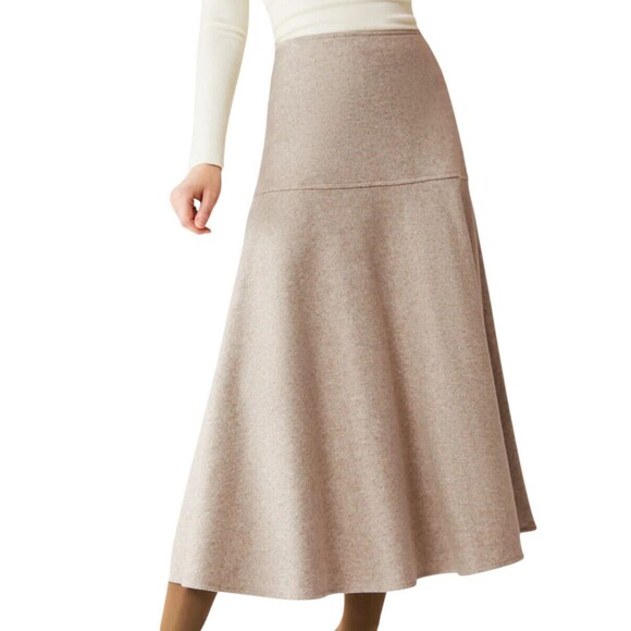 OGL Dresses & Skirts - OGL Warm Cozy CashSoft Wool-like Flared Side Zip Maxi Skirt In Oatmeal Sz Medium